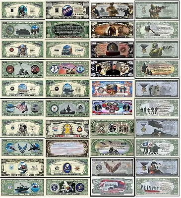 US Military Set Of 20 - Million Dollar Bill Funny Money Notes With FREE SLEEVES • $12.55
