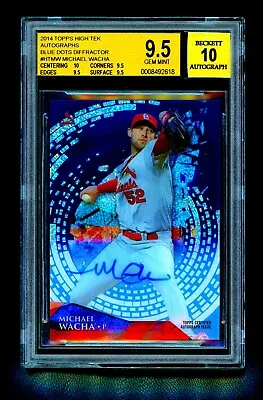 2014 Topps High Tek Michael Wacha BLUE DOTS DIFFRACTOR  /5 BGS 9.5 AUTO 10 *Rare • $160