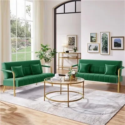 56.6″W Modern Loveseat 2 Seater Sofa Luxurious Velvet Fabric Small Couch Home • $149.99