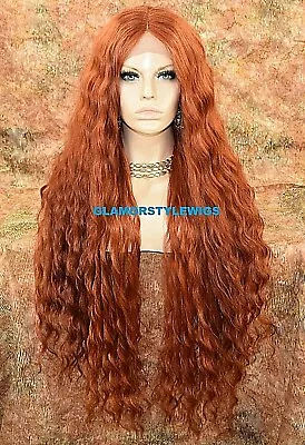 Lace Front Full Wig Extra Long Wavy Layered Middle Part Copper Heat Ok Nwt • $79.84