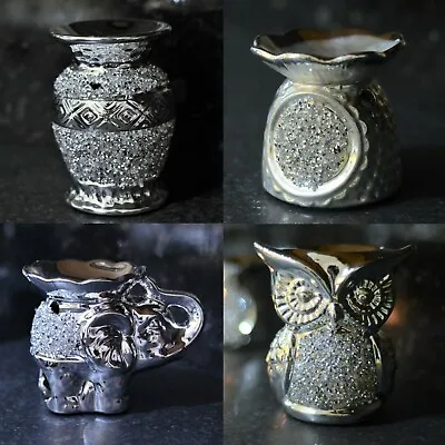 £10.95 • Buy Silver Diamante Sparkly Wax Melt Oil Burner Tea Light Candle Holder Home Decor
