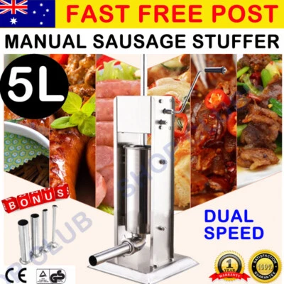 $199 • Buy [10% Off] 5L Stainless Steel Meat Sausage Filler Stuffer Maker Vertical Machine