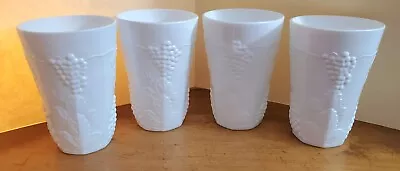 Set Of 4 Indiana Milk Glass Colony Harvest 4.5  Tumblers Grape Vines/Leaves • $15