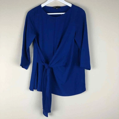£11.92 • Buy GIBSON Blue Tie Front Crepe Top XS Blouse Career NWOT Crepe Vibrant Office