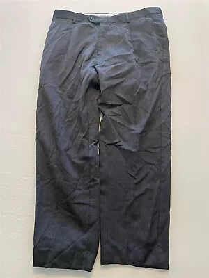 Hart Schaffner Marx 36 X 30 Gray 100% Wool Textured Twill Pleated Dress Pants • $34.94