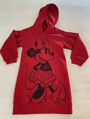 Baby Gap & Disney Minnie Mouse Hoodie Dress Red Black Graphics Sz 5 Yrs Toddler • $18.95