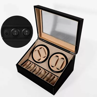 4+6 Automatic Rotation Leather Watch Winder Storage Case Box Silent Dual Motor • $59.85