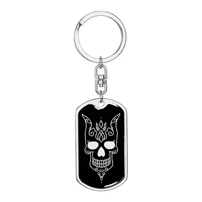 Calavera Mexican Sugar Skull 88 Stainless Steel Or 18k Gold Premium Swivel Dog  • £62.69