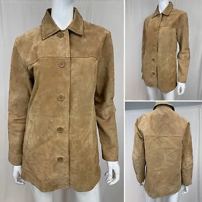 Women's MODA International Small Camel Tan Suede Genuine Leather Jacket Coat • $49