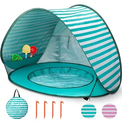 Pop-Up Baby Beach Tent: Automatic Sun Shade Shelter With Baby Pool-UV Protection • £38.99