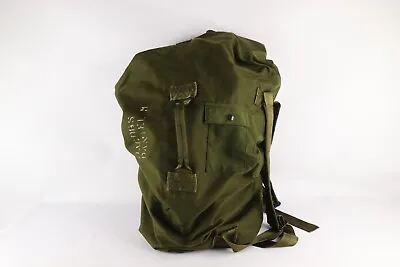 Vintage US Military Issue Nylon Top Loader Backpack Duffle Bag Drab Green USA • $79.96