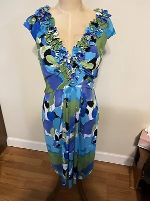 Maggy London Dress Womens Size 14 Floral V Neck Sleeveless Cocktail • $25