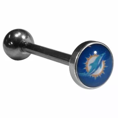 Miami Dolphins Barbell Tongue Ring (Inlaid Logo) NFL Surgical Stainless Steel • $9.89