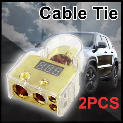 $24.89 • Buy 2x 12V Digital Car Battery Terminal Clamp Connector LED Voltmeter 0/4/8 AWG Post