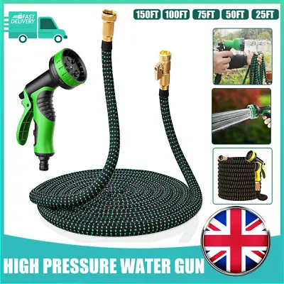 £16.99 • Buy 150ft Heavy Duty Expandable Garden Hose Flexible Pipe 7 Pattern Spray Gun Water