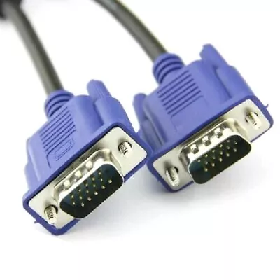 VGA Cable MALE TO MALE 15 PIN PC MONITOR TV LCD PLASMA HD SVGA LEAD 0.5m - 10m • £6.45