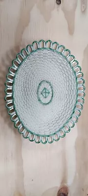 £99 • Buy Neale & Co Ribbon Border 18th Century Green Basket Weave Pearlware Oval Plate