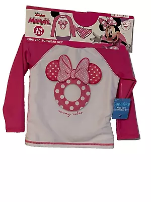 Disney 2-Piece Sunwear Swimwear Size 2T By Sun And Sky  Pink Minnie Mouse UPF50+ • $9