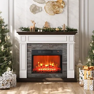 44  Electric Fireplace With Mantel 1400W Freestanding Fireplace Heater White • $299.98