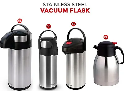 2l/3l/5l Stainless Steel Airpot Hot Tea Coffee Drinks Vacuum Flask Jug Pump New • £17.25