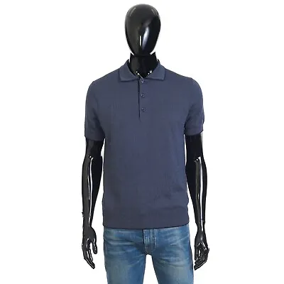 BRIONI 850$ Medium Blue Polo Shirt - Sea Island Cotton • $396