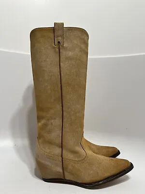 Vtg New Maison Martin Margiela Ss2000 Light Brown Suede Flat Cowboy Boots 37 • $450