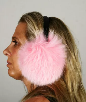 New Hot Pink Fox Fur Ear Muffs Efurs4less • $34.99