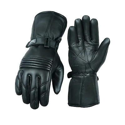 Mens Genuine Leather Motorcycle Gloves Motorbike Riding Glove Thermal Lining • £10.95