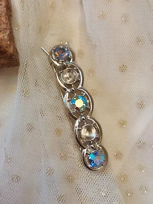 Blue Aurora Rhinestone Vintage Hair Barrette • $14.54