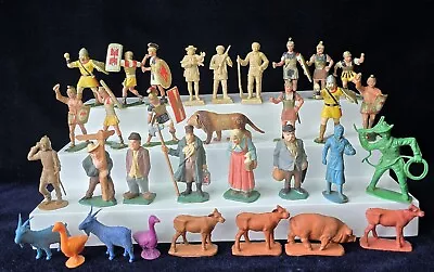 Lot Of 32 Vintage Plastic Figures MARX & OTHERS USA HONG KONG ANIMALS PEOPLE ETC • $10.49