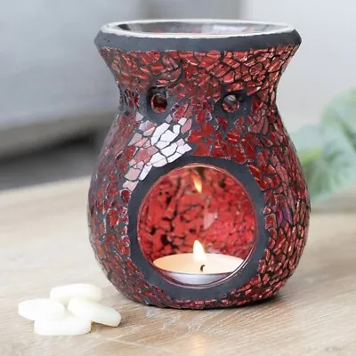 £5.99 • Buy Small Red Glass Crackle Oil Burner/Wax Warmer