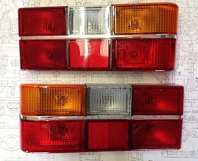 VOLVO 240 244 TAIL LIGHT ONE PAIR With CHROME Molding 1986-93 MADE IN EUROPE • $199.95