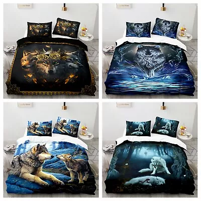 Wolf Animal Quilt Doona Duvet Cover Set Single Queen King Size Bed Pillowcases • $37.80