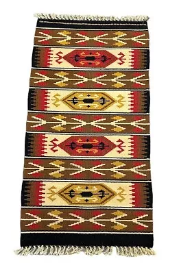 Handmade Vintage Wool Navajo Style Rug Multicolor 2' X 3'9 • £115.82