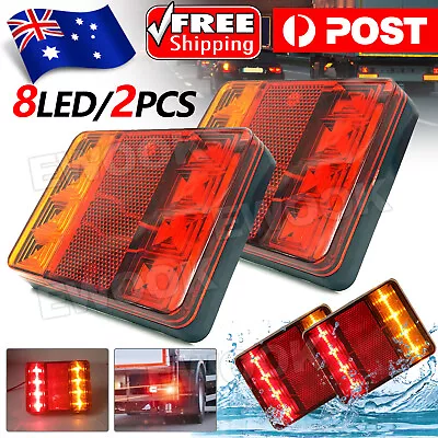 $12.85 • Buy 2X Trailer Tail Lights 8 LED Stop Tail Lights Submersible Boat Truck Lamp Parts