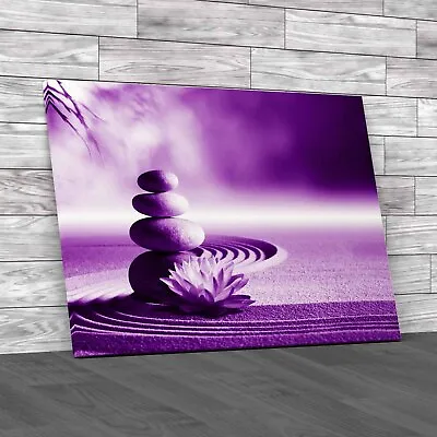 Zen Garden Sand Lily Stones For Spa Bathroom Purple Canvas Print Large Picture • £14.95