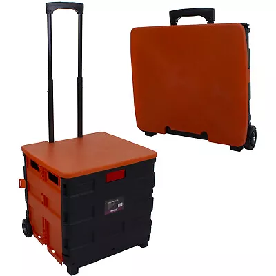 £16.99 • Buy Shopping Trolley Cart Collapsible Folding Wheels Lid Rolling Car Boot Storage 