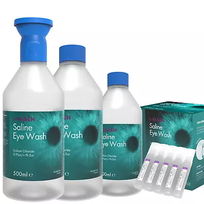 £49.99 • Buy Eye Wash Bottles & 20ml Pods - Sterile Solution NaCl 0.9% - Eye Bath - 500ml