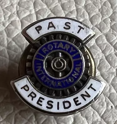 VINTAGE ROTARY INTL PAST PRESIDENT SILVER SCREW BACK TIE Pin Badge Lapel Brooch • $12.43