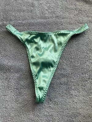 Lovable Slippery Satin String Bikini Thong Panties 7 Large Blue • $16.50