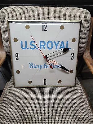 Vintage U.S. ROYAL Bicycle Tires Clock / 1962 PAM CLOCK Co. • $875