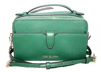 MICHAEL KORS Jet Set Med Double Zip Phone Crossbody Green Top Handle 35F2GTTC2L • $125