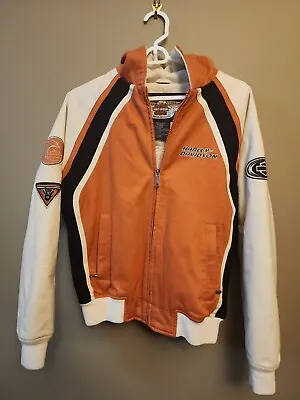 HARLEY-DAVIDSON MOTORCYCLE JACKET WITH HOOD - 100% COTTON - SIZE  Small  • £53