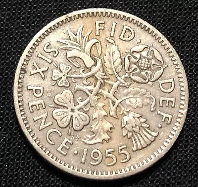 Great Britain Sixpence 1955. World Coin. Queen Elizabeth The II • $1.49