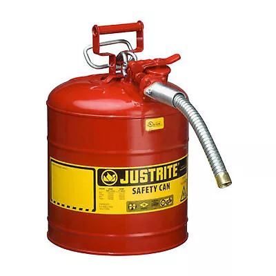 Justrite 7250130 Type II AccuFlow Steel Safety Can 5 Gallon With 1  Metal Hose • $150.05