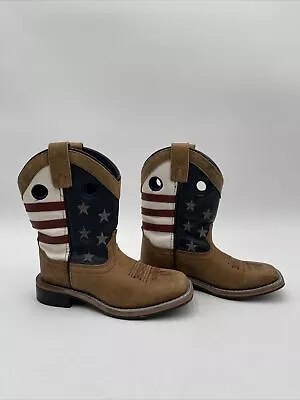 CODY JAMES BOYS' USA FLAG WESTERN BOOTS BROAD SQUARE TOE Brown Size 12D • $24.99