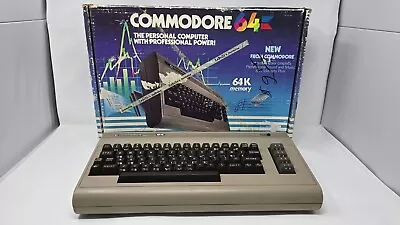 Commodore 64 Computer In Original Box With Power Brick & Cord - Powers On • $151