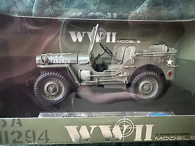 1/4 Ton Army Military Jeep 1:18 Wwii  Memoriam Of Heroes  W/ Working Parts Welly • $70