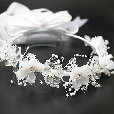 First Holy Communion Veil For Girls White Flowers Head Band Primera Comunion • $19.99