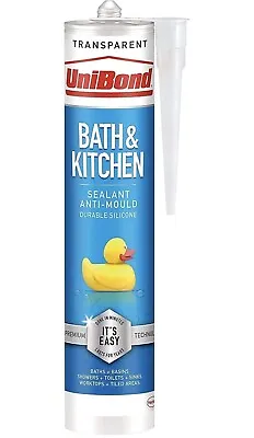 BID: Unibond Transparent Bath & Kitchen Anti-Mould Silicone Sealant DIY • £6.99
